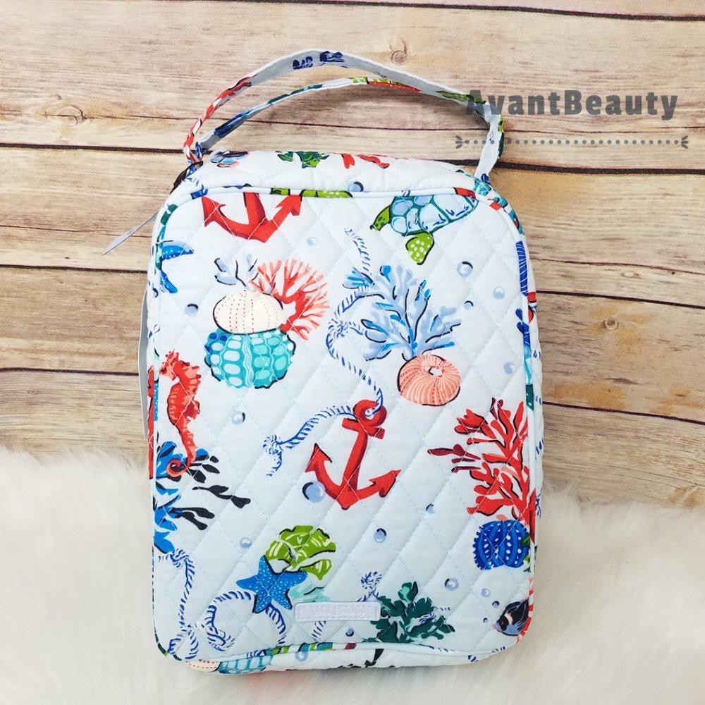 Vera Bradley Large Essential Backpack Anchors Aweigh Lunch Bunch Set Cotton Blue - Picture 4 of 16